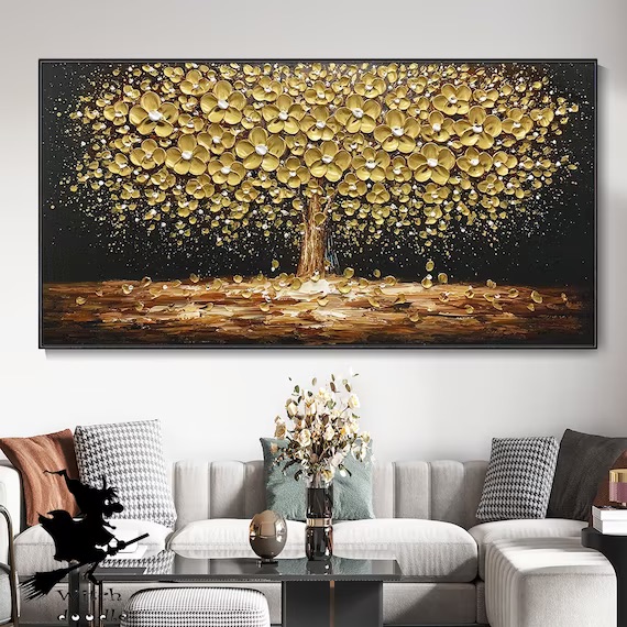 Unleash Your Inner Artist with Original 3D Tree Palette Knife Painting: A Mesmerizing Journey into Creative Texture!